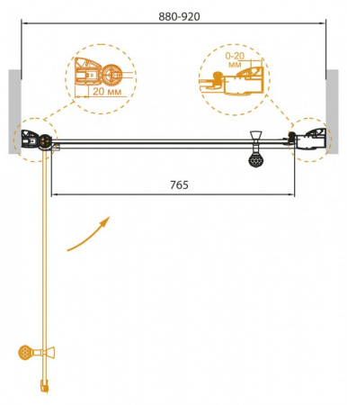 Душевая дверь Cezares Giubileo GIUBILEO-B-11-90-CP-Cr-R 90 см R фото