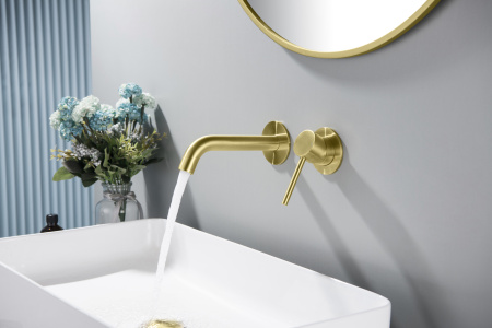 Настенный смеситель для раковины Timo Saona 2372/17SM Золото матовое фото