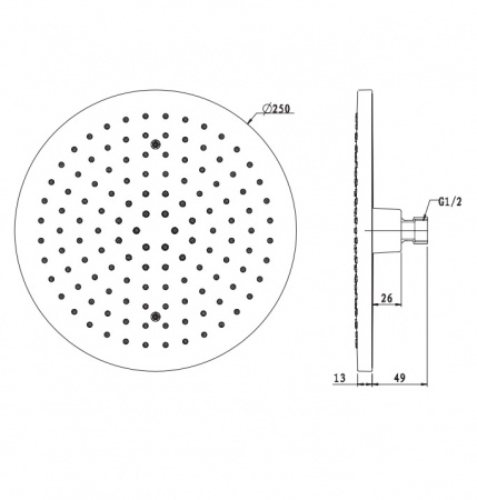 Верхний тропический душ Omnires WGR125CR хром фото