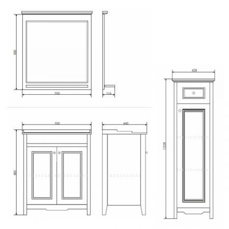 Зеркало Comforty Тбилиси-70 белый глянец фото