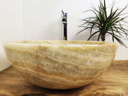 Накладная раковина из оникса Indo Bowl Yellow Small TinLip BO-00266 фото