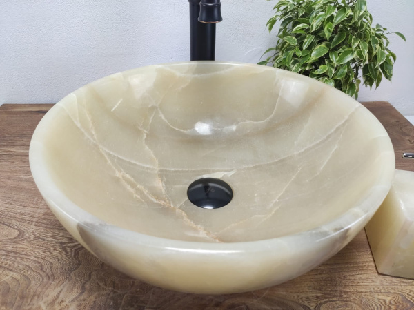 Накладная раковина из оникса Bowl Yellow Small BO-01021 (40*40*15) фото