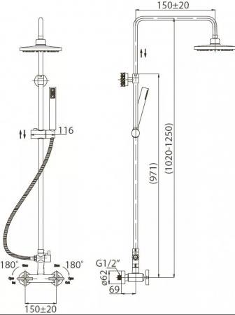 Душевая стойка BelBagno Vittoria VIT-DOC-CRM фото