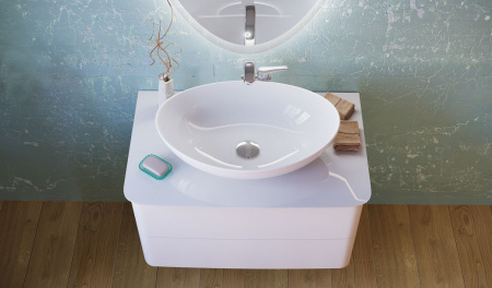 Тумба под раковину Raval Moon 75 Moo.01.75/P/W (Mono.01.75/P/W/RL) фото