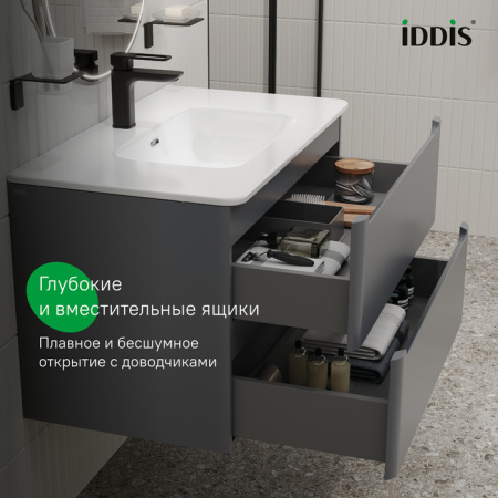 Тумба с раковиной Iddis Edifice EDI80D0i95K 80 см, темно-серая фото