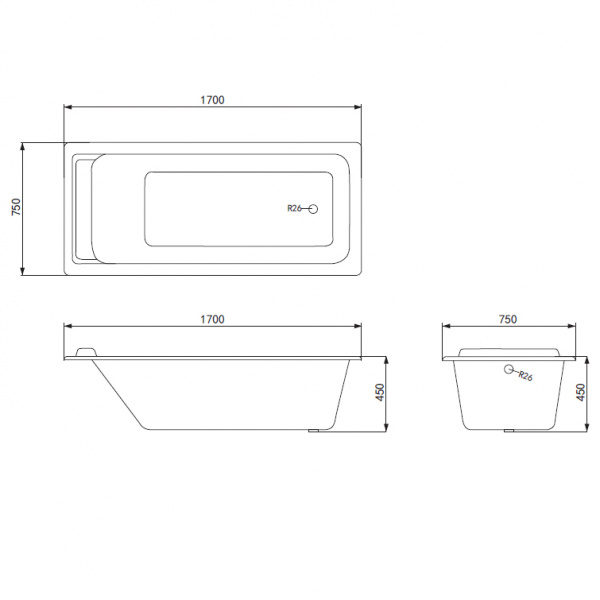 Чугунная ванна Timo Tarmo 170x75 с ручками фото