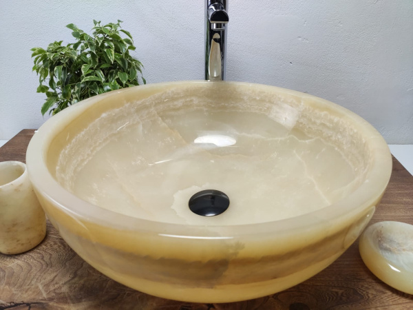Накладная раковина из оникса Bowl Yellow Medium TinLip BO-01085 (45*45*17) фото