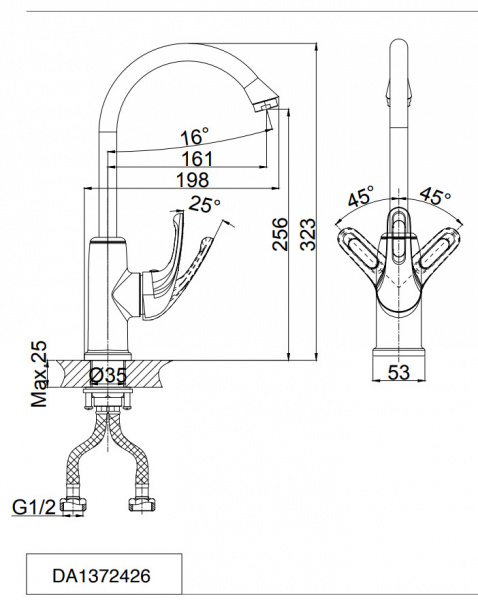 Смеситель для кухни D&K Rhein Eucharius DA1372426 белый фото