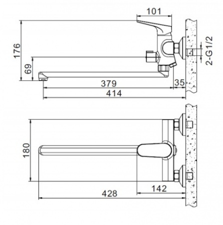 Смеситель для ванны с душем Bravat Eler Black F6191238BM-01L-RUS фото