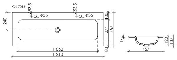 Раковина Ceramica Nova Element CN7016 121x45 фото