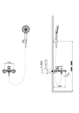Смеситель для ванны с душем AltroBagno Diretto 0209Bi фото