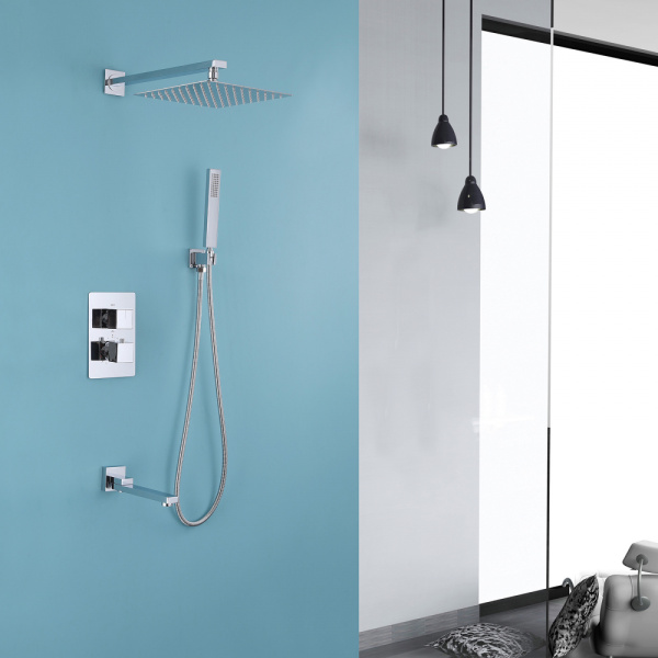 Душевая система скрытого монтажа с термостатом Abber Daheim AF8250 хром фото