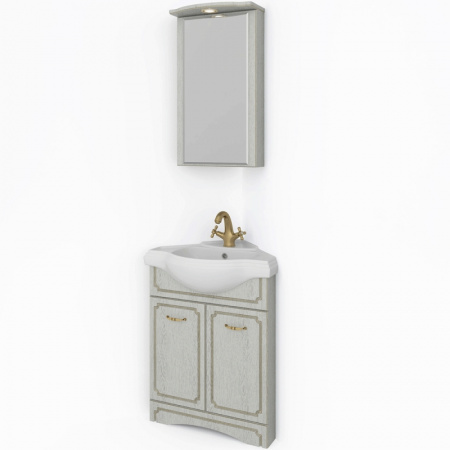 Зеркало-шкаф угловой Kaksa Патина 004501 бежевый с золотом фото