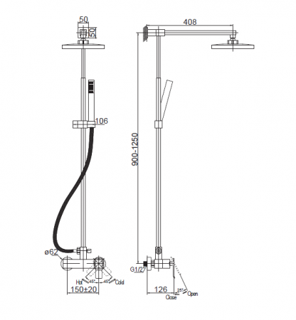 Душевая система (стойка) BelBagno Ticino TIC-DOCM-CRM фото
