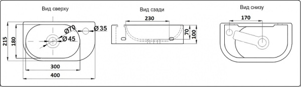 Раковина CeramaLux NC 78204RB 40x21 черный глянец фото