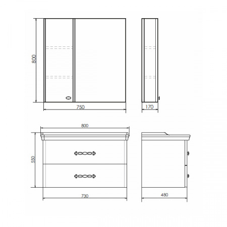 Зеркало-шкаф Comforty Неаполь-80 белый глянец фото