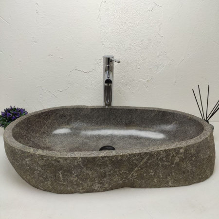 Накладная раковина из речного камня RS01188 (75*37*15) фото