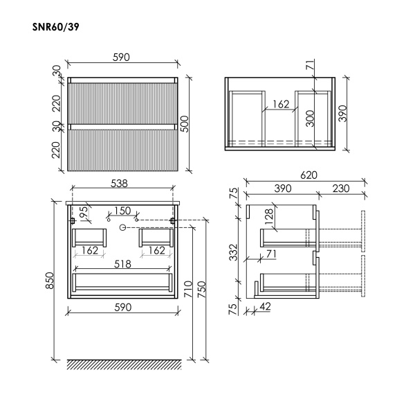 Тумба под раковину Sancos Snob R SNR60/39W Bianco фото