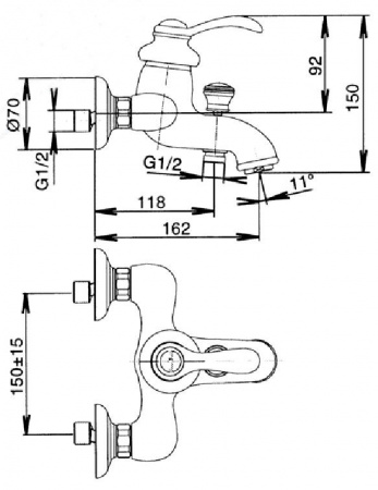 Смеситель для ванны с душем Jacob Delafon Fairfax E71090-CP фото