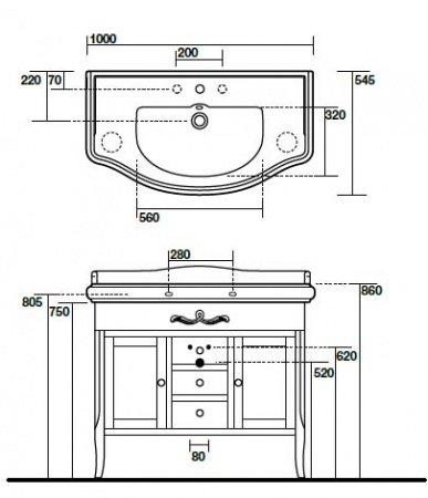 Тумба под раковину Kerasan Retro 734740 noce фото