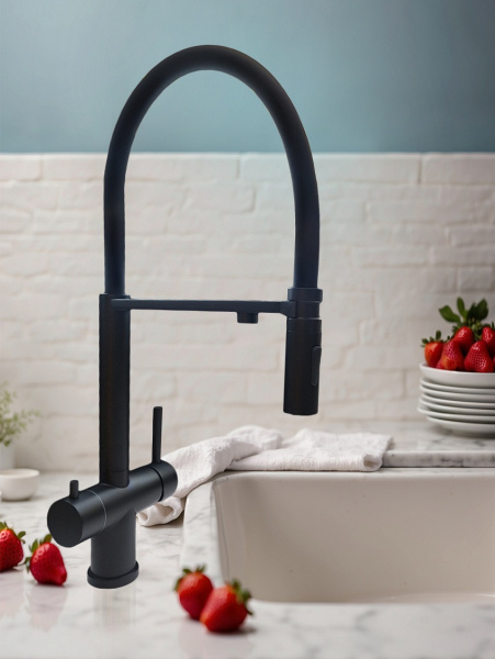 Смеситель для кухни с подключением к фильтру AltroBagno Flusso 050204MB черный матовый фото