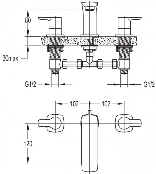 Смеситель для раковины двухвентильный Cezares Tesoro TESORO-BLS-01 фото