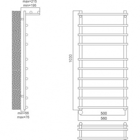Полотенцесушитель электрический Terminus Ватра с полкой П10 4660059920528 500х1030 фото