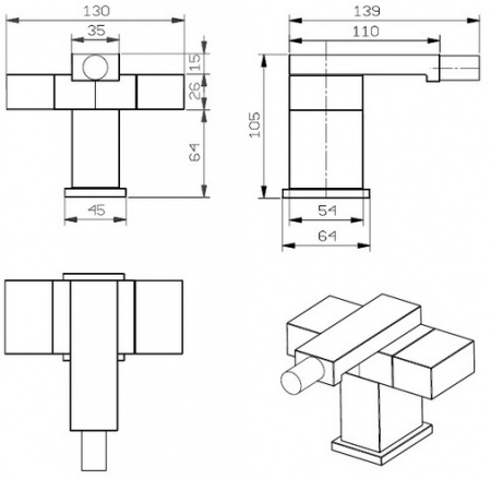 Смеситель для биде двухвентильный Daniel Twin W6200YG 82 фото