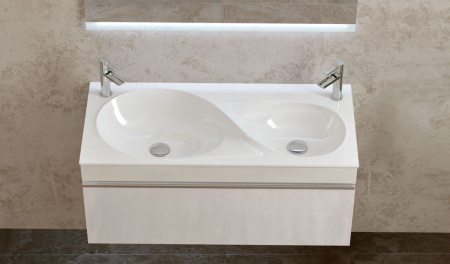 Тумба с двойной раковиной Raval Hotte 100 Hot.01.100/P/W фото