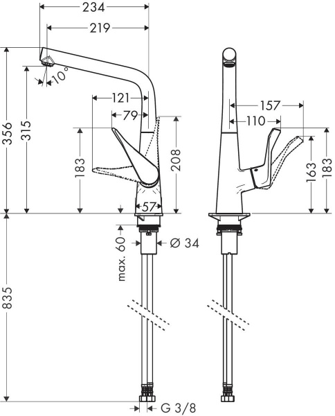 Смеситель для кухни Hansgrohe Metris 14822000 фото