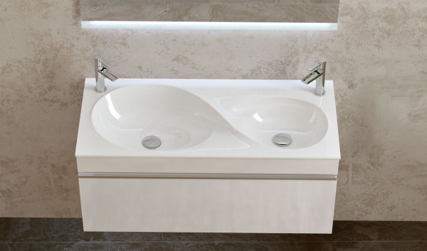 Тумба с двойной раковиной Raval Hotte 100 Hot.01.100/P/W фото