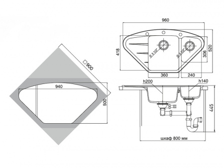 Мойка кухонная Ewigstein Wink W- 80KF черный фото