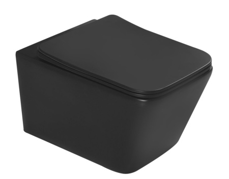 Подвесной унитаз со смывом торнадо SantiLine SL-5007T-MB с сиденьем, чёрный матовый фото