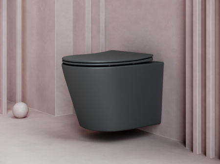Унитаз подвесной безободковый Ceramica Nova Balearica CN6000MDH темный антрацит матовый фото