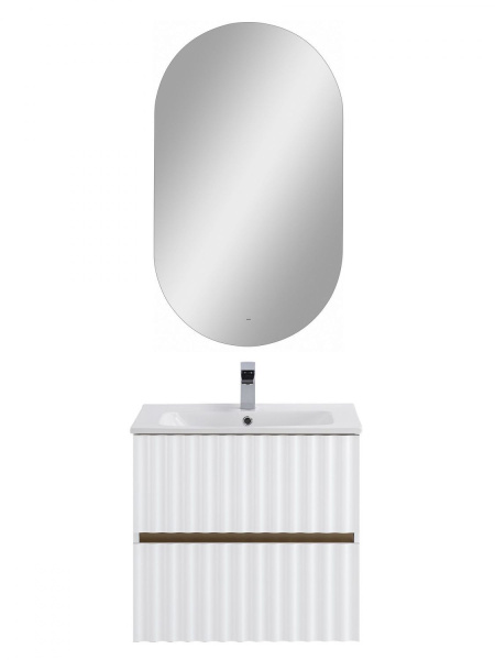Тумба под раковину Art&Max Elegant AM-ELEGANT-600-2C-SO-BM-LED белая матовая / с подсветкой фото