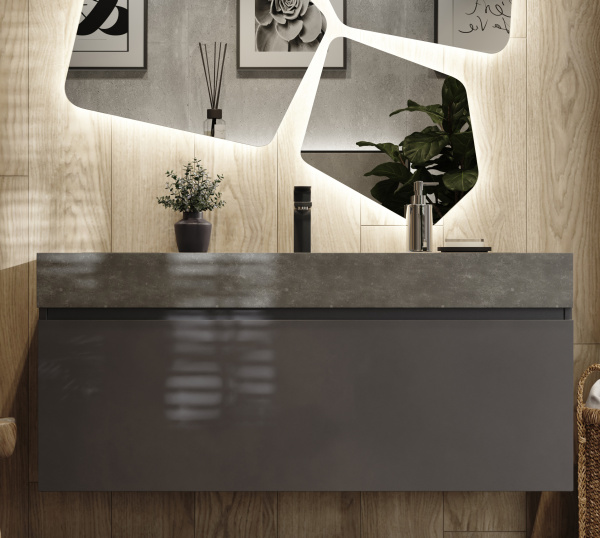 Тумба с раковиной Raval Facet Fac.01.120/P/A/RL 120 см антрацит фото