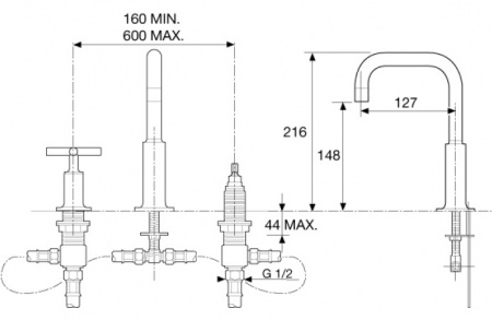 Смеситель для раковины двухвентильный Jacob Delafon Purist E144063-CP фото