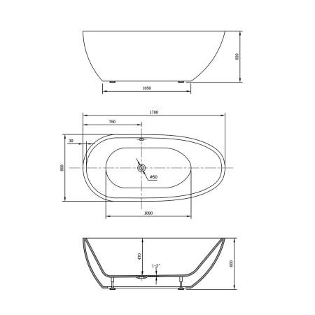 Ванна акриловая Vincea VBT-422-1700 170x80 фото