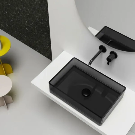 Накладная раковина Abber Kristall AT2803Onyx 60x40 черная фото