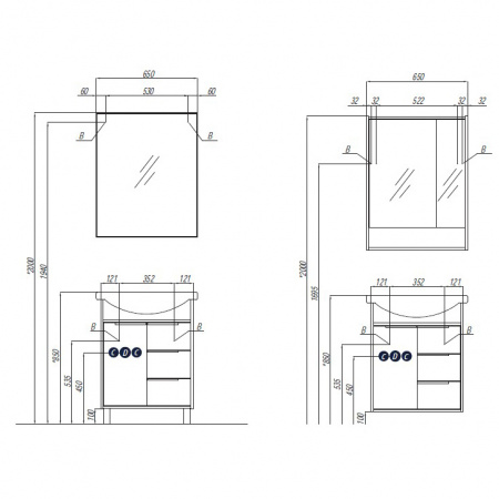 Тумба под раковину Акватон Рико 65 1A213301RIB90 фото
