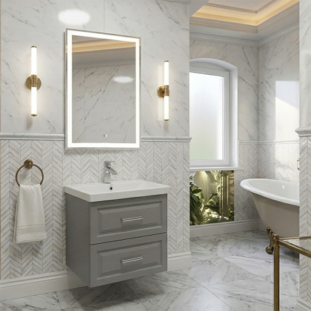 Тумба с раковиной Comforty Бросно-60П2 00-00021589CF альпийский иней фото