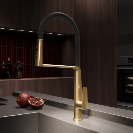 Смеситель для кухни Vincea VKF-118BG брашированное золото фото