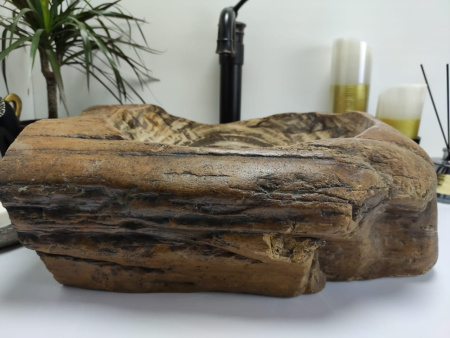 Накладная раковина из окаменелого дерева FS-0407 (54*40*17см) фото