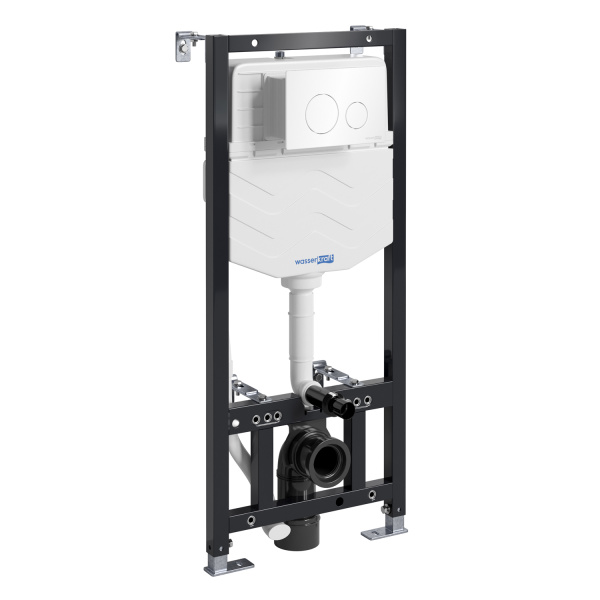 Инсталляция для подвесного унитаза WasserKRAFT Aller 10TLT.010.ME.WH02 с кнопкой, белая фото