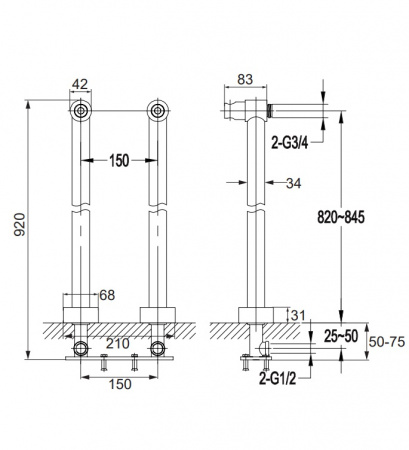 Комплект ножек для смесителя Omnires 8819GL золото фото