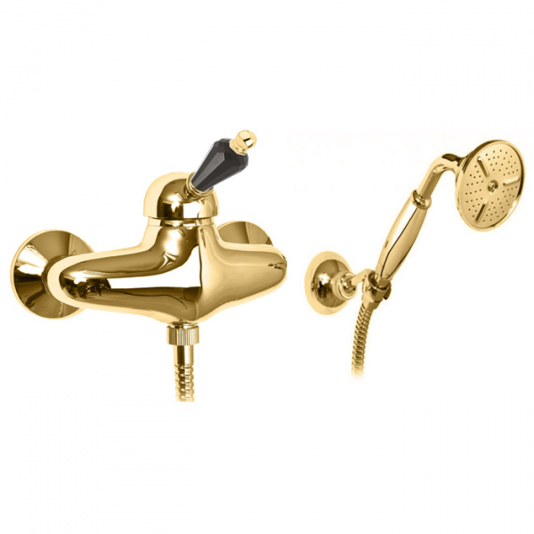 Смеситель для душа с ручным душем Cezares Vintage VINTAGE-D-03-Sw-N золото/swarovski Nero фото