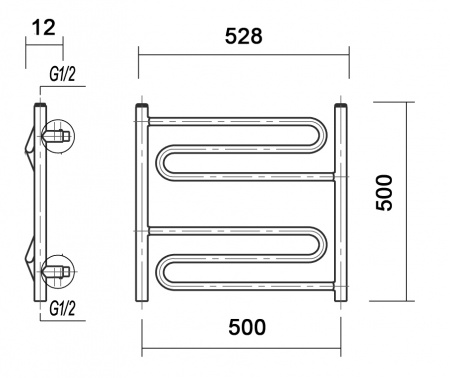 Полотенцесушитель электрический Domoterm Офелия П6 (500х500) (бронза) левый фото