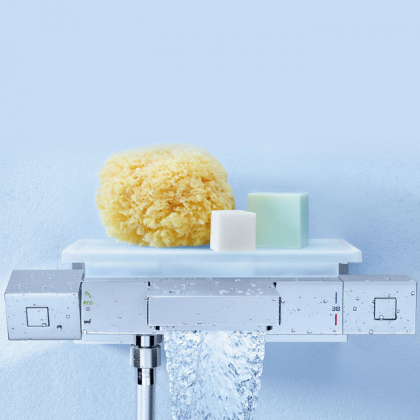 Термостатический смеситель для ванны с душем с полочкой Grohe Grohtherm Cube 34502000 фото