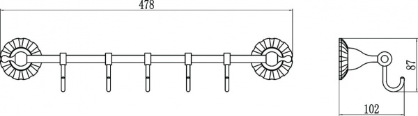 Планка с пятью крючками Savol 89C S-08975C фото