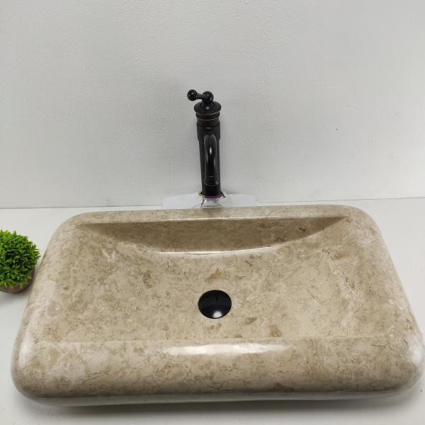 Накладная раковина из мрамора Kotak Luncur bibir Cream KL-00862 (70*40*15) фото